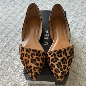 J. Crew Factory Zoe Calf Hair D’Orsay Leopard Flats